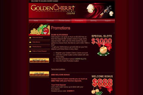 Golden Cherry casino with $3000 welcome slot bonus