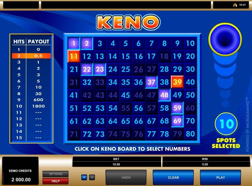 online keno bonus code