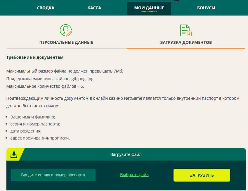 загрузка документов в netgame